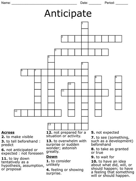 crossword anticipate